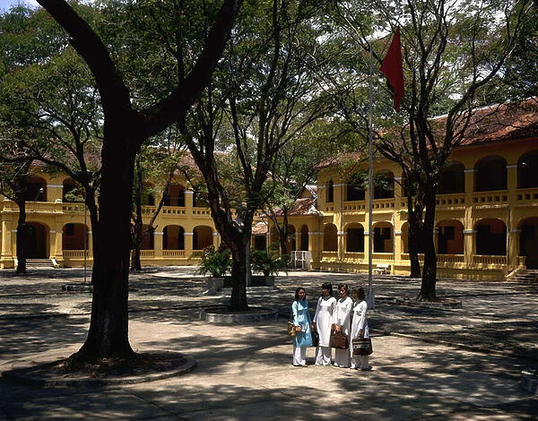 Colonial Architecture in Vietnam: High School Court Petrus Ky a Saigon (Ho Chi Minh city), built in 1929 by architect Ernest Hebrard
