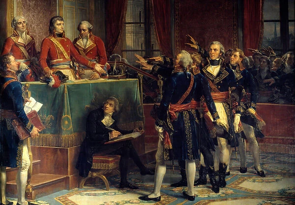 The three consuls: Bonaparte, Cambaceres and Lebrun receiving the oaths of presidents On