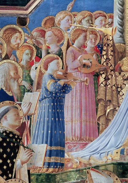 The Coronation of the virgin, detail of musical angels from the left hand side, c