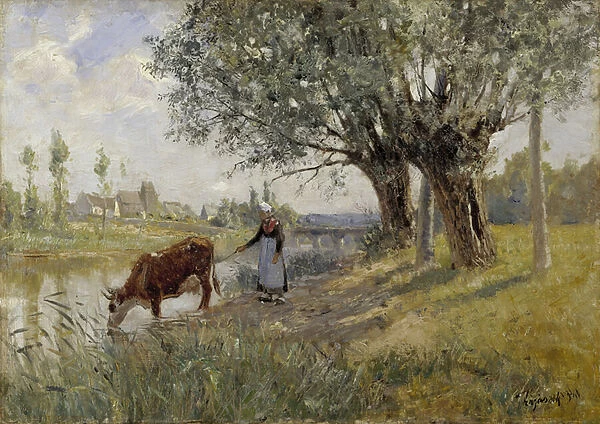 Countryside near Grez-su-Loing, 1889 (oil on canvas mounted on cardboard)