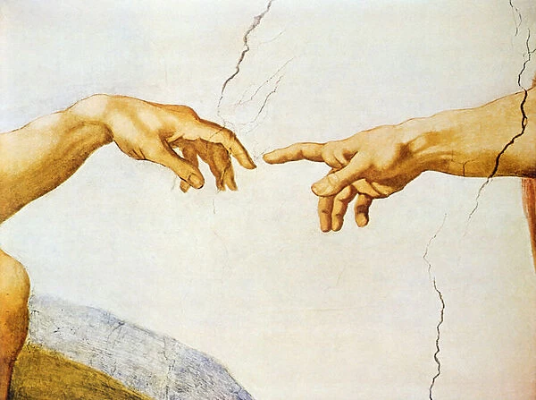 The Creation of Adam, from the Sistine Ceiling, 1510 (fresco) (detail)