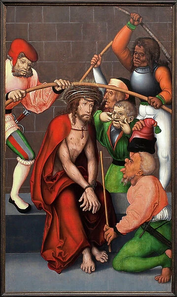 The crown of thorns. Painting by the master of the altarpiece of Pflock (Germany), oil on wood, circa 1520. Museum of Fine Arts Ghent (Belgium)