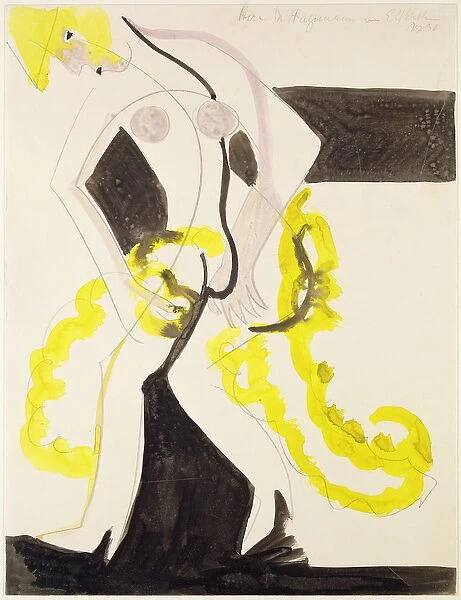 Dancer with a Yellow Shawl (w  /  c on paper)