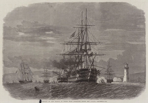Departure of the Prince of Wales from Plymouth Sound for Canada (engraving)