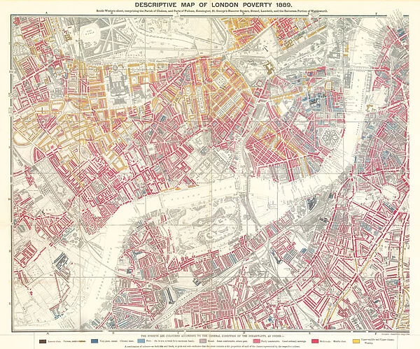 Descriptive map of London poverty, 1889 (engraving)