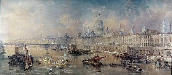 Design for the Thames Embankment, view looking upstream