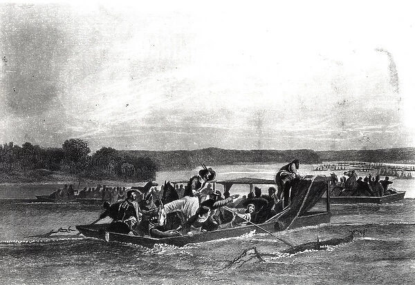 The Discovery of the Mississippi by de Soto, May 21st 1541 (engraving) (b&w photo)