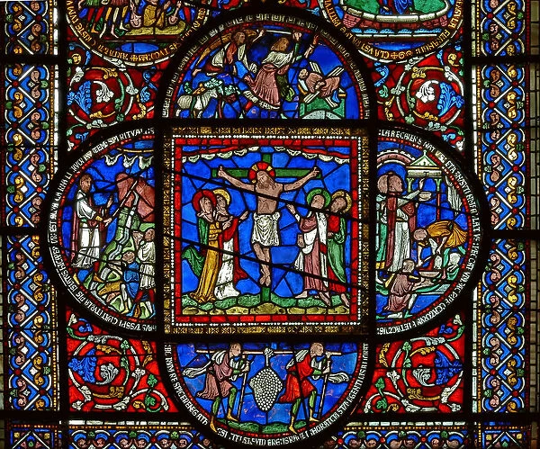 Detail from the east window of the Trinity Chapel depicting the Crucifixion