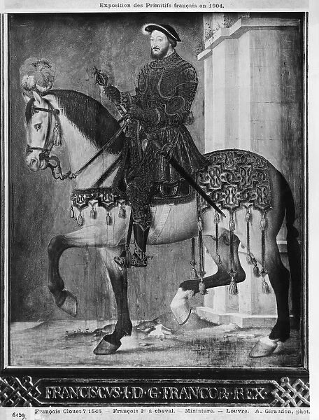 Equestrian portrait of King Francis I of France (w  /  c on vellum)