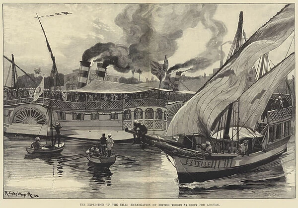 The Expedition up the Nile, Embarkation of British Troops at Siout for Assouan (engraving)