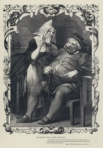 Falstaff and Dame Quickly, Merry Wives of Windsor, Act ii, Scene 2 (engraving)