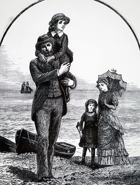 A family by the seaside