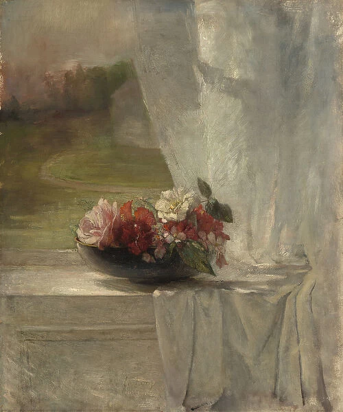Flowers on a Window Ledge, c. 1861 (oil on canvas)