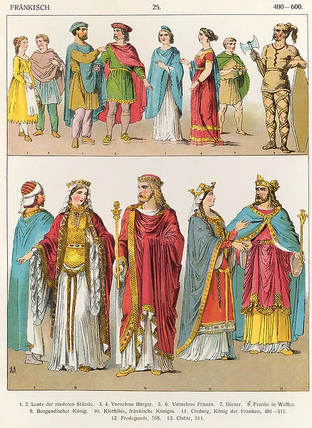 Frankish Dress, from Trachten der Voelker, 1864 (colour litho)