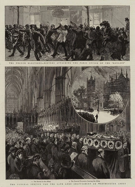 The French Elections, Rioters attacking the Paris Office of the 'Gaulois'(engraving)