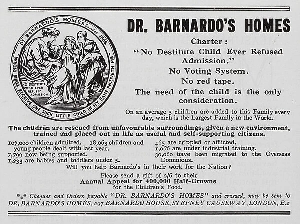 Fundraising advertisement for Dr Barnardos Homes (litho)