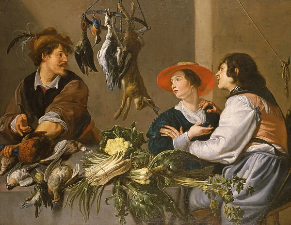 Game and Vegetable Sellers (oil on canvas)