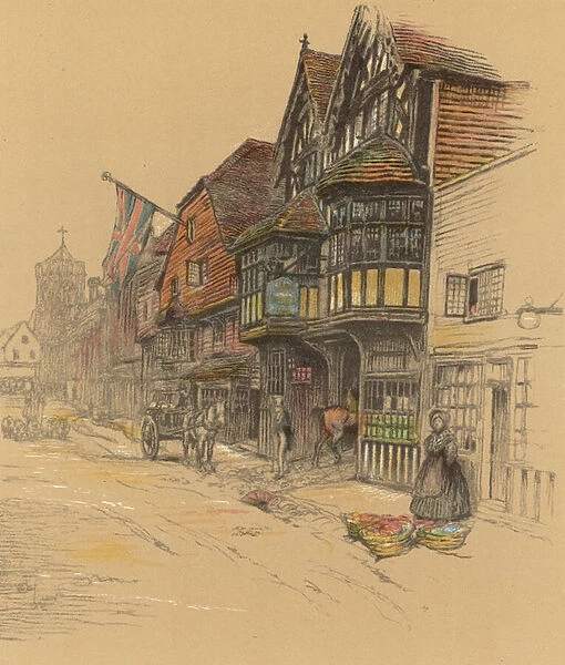 The George Inn, Salisbury (colour litho)