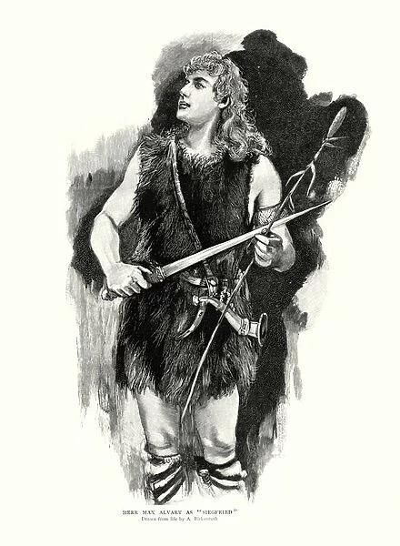 German tenor Max Alvary as Siegfried in Richard Wagners opera Die Walkure at the Royal Opera House, Covent Garden, London (litho)