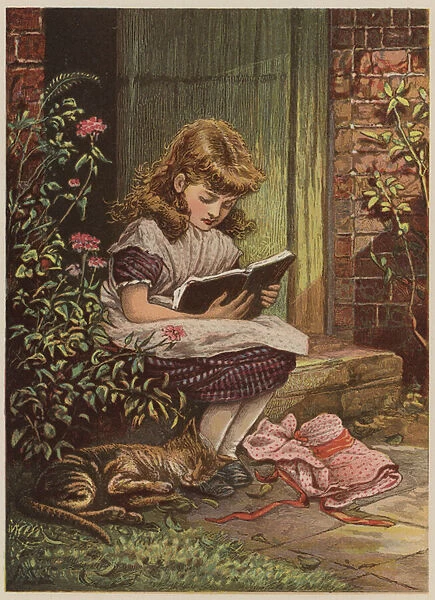 Girl reading (chromolitho)