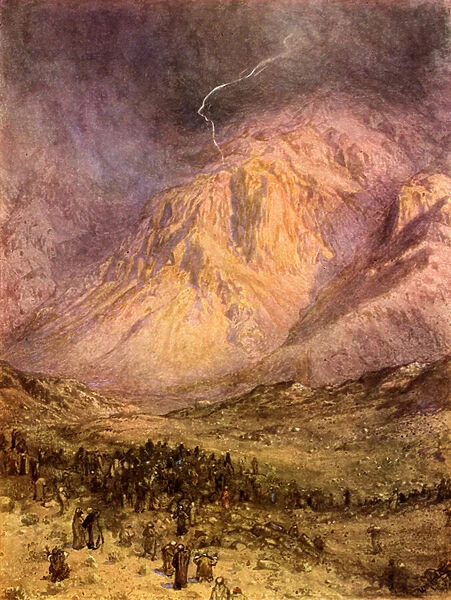 The giving of the law on Mount Sinai. - Bible