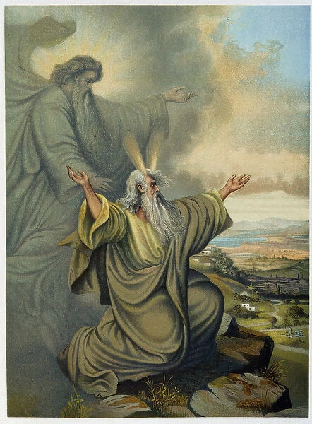 God showing Moses the Promised Land - in 'Aurea Bibbia classica