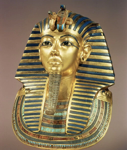The gold funerary mask, from the tomb of Tutankhamun (c