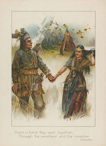 Hand in hand they went together, through the woodland and the meadow (chromolitho)