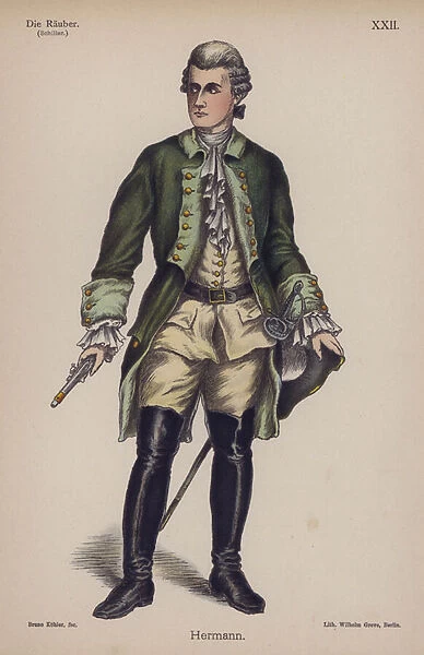 Hermann, from Die Rauber (The Robbers) by Friedrich Schiller (colour litho)