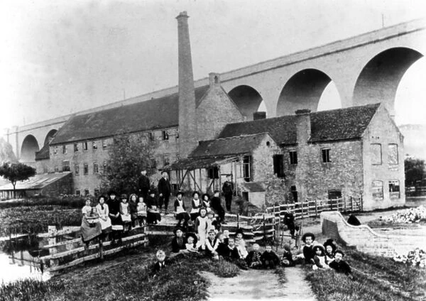 Hoobrook mill and viaduct, Kidderminster, 1905 (b  /  w photo)