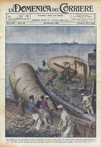 A huge undertaking is being attempted in England, the recovery of the German war fleet... (colour litho)