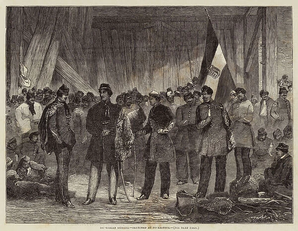 Hungarian Hussars, sketched at Folkestone (engraving)