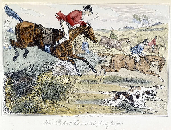 Hunting scene, English cartoon on fox hunting, taken from the '