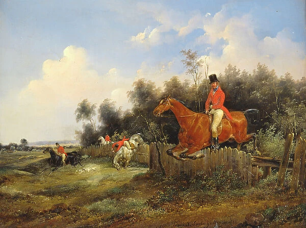 Hunting Scene (oil on canvas)