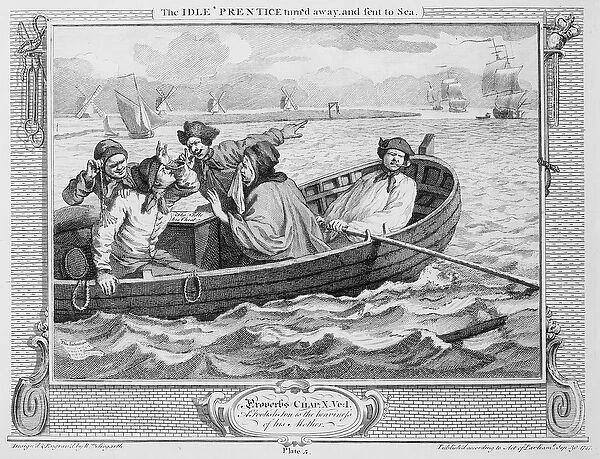 The Idle Prentice Turned Away and Sent to Sea, plate V of Industry and Idleness