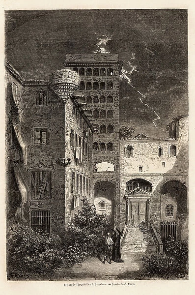 The Inquisition Prison in Barcelona, drawing by Gustave Dore (1832-1883)