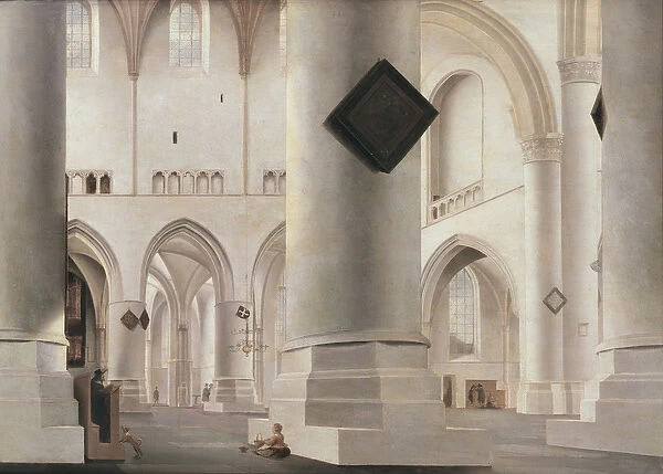 Interior of the Grote Kerk, Amsterdam, c. 1637 (oil on wood)