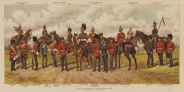 The Irish Regiments of the British Army, 1897 (colour litho)