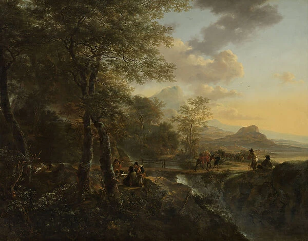 Italian Landscape with a Draughtsman, c. 1650-52 (oil on canvas)