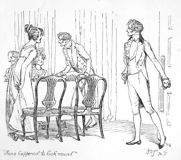 Jane happened to look round, illustration from Pride & Prejudice by Jane Austen