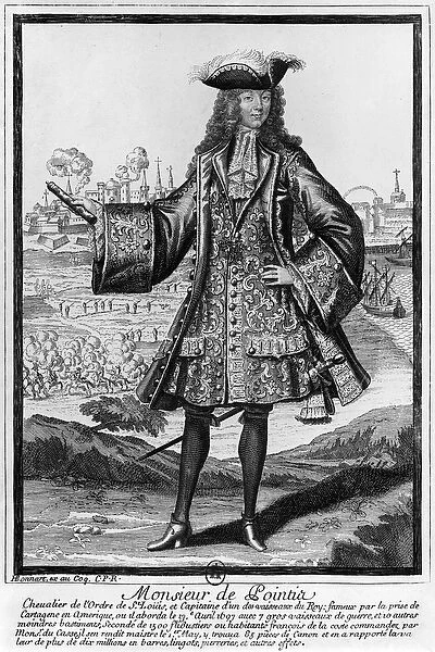Jean Bernard Desjean (1645-1711) Baron de Pointis (engraving) (b  /  w photo)
