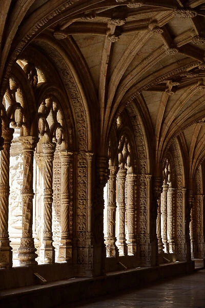 The Jeronimos Monastery or Hieronymites Monastery. The cloister. Lisbon. Portugal