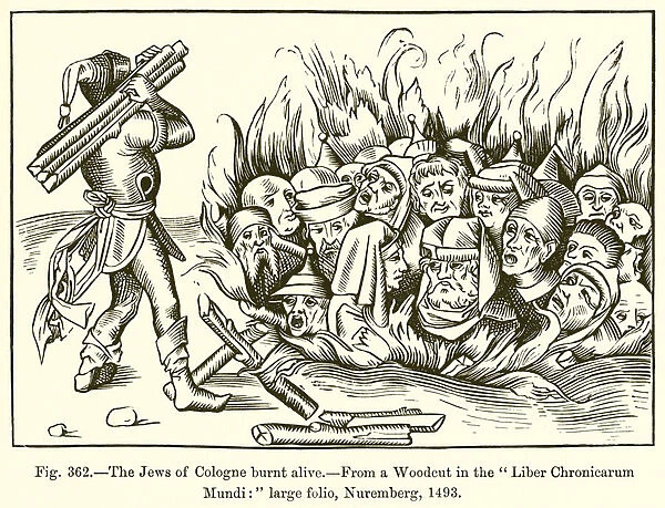 The Jews of Cologne burnt alive (engraving)