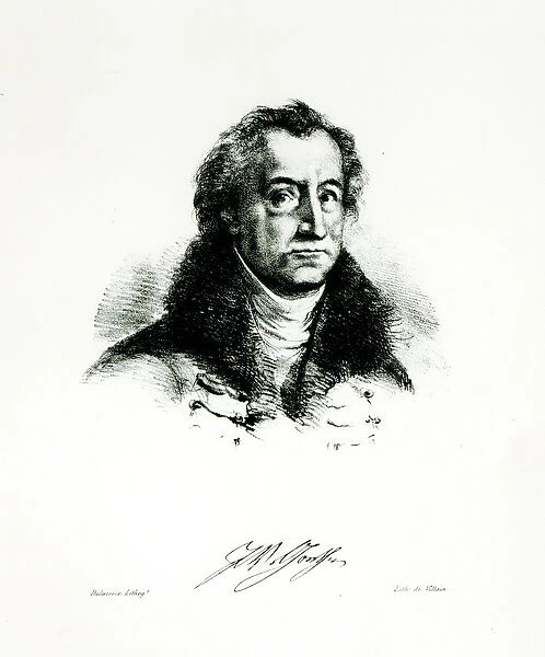 Johann Wolfgang Goethe (1749-1831) engraved by Delacroix (litho) (b  /  w photo)