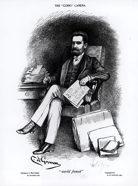 Joseph Pulitzer (1847-1911) from The Curio, 1887 (engraving) (b&w photo)