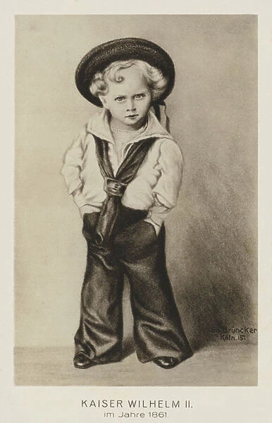 Kaiser Wilhelm II of Germany as a young child, 1861 (litho)