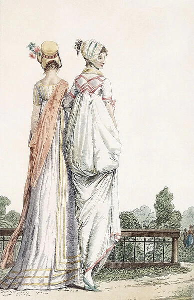 Two Ladies in Promenade Dresses, 1796 (coloured engraving) 99