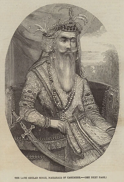 The late Gholab Singh, Maharaja of Cashmere (engraving)