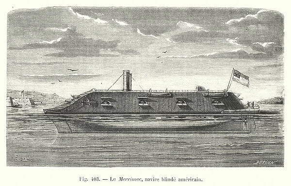 Le Merrimac, navire blinde americain (engraving)