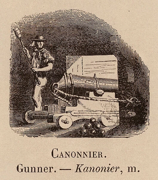 Le Vocabulaire Illustre: Canonnier; Gunner; Kanonier (engraving)